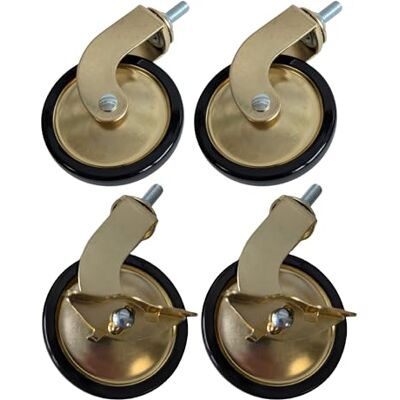 Gedotec Lot de 2 roulettes pour meuble en métal doré 2 roulettes avec frein + 2 roulettes sans frein Diamètre 73,5 mm Roulettes pivotantes avec support de 8 mm Charge maximale 48 kg Gedotec Lot de 2 roulettes pour meuble en métal doré 2 roulettes avec frein + 2 roulettes sans frein Diamètre 73,5 mm Roulettes pivotantes avec support de 8 mm Charge maximale 48 kg