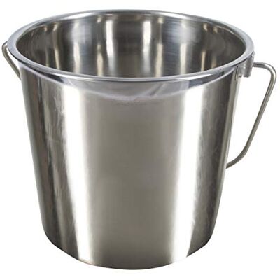 Kerbl Seau en acier inoxydable 29375 Capacité : 5,7 l Poli miroir à l'intérieur et à l'extérieur Avec poignée de transport Kerbl Seau en acier inoxydable 29375 Capacité : 5,7 l Poli miroir à l'intérieur et à l'extérieur Avec poignée de transport