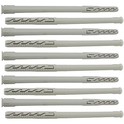 AERZETIX C67088 Lot de 10 chevilles universelles 10 x 200 mm avec bride biseautée/fraisée en polyamide maçonnerie fixation béton brique béton travaux construction vis construction AERZETIX C67088 Lot de 10 chevilles universelles 10 x 200 mm avec bride biseautée/fraisée en polyamide maçonnerie fixation béton brique béton travaux construction vis construction