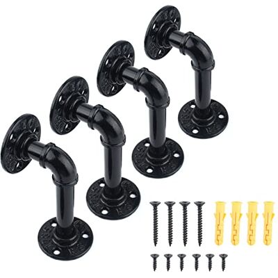 Hyacinthy Support d'étagère pour tuyaux en Fer 4 pièces, Étagères pour tuyaux industriels Supports pour étagères en tuyaux Noirs Étagères pour tuyaux rétro Étagère de Support Mural Bricolage Hyacinthy Support d'étagère pour tuyaux en Fer 4 pièces, Étagères pour tuyaux industriels Supports pour étagères en tuyaux Noirs Étagères pour tuyaux rétro Étagère de Support Mural Bricolage