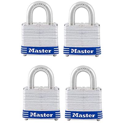 Master Lock 3008D Lot de 4 cadenas d'extérieur avec clé à fermeture identique Argenté 1-1/2 Master Lock 3008D Lot de 4 cadenas d'extérieur avec clé à fermeture identique Argenté 1-1/2