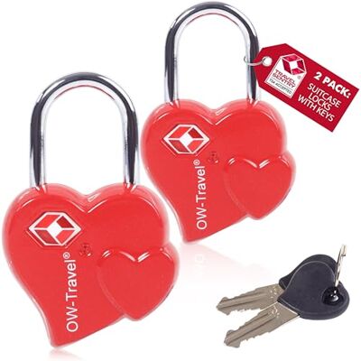 OW-Travel Cadenas Coeur St Valentin Clé TSA pour valise.Mini cadenas coeur rouge TSA Antivol pour Bagages Casier rangement Tente Camping.TSA bagages cadenas USA.Verrou TSA a cle valise TSA007 OW-Travel Cadenas Coeur St Valentin Clé TSA pour valise.Mini cadenas coeur rouge TSA Antivol pour Bagages Casier rangement Tente Camping.TSA bagages cadenas USA.Verrou TSA a cle valise TSA007