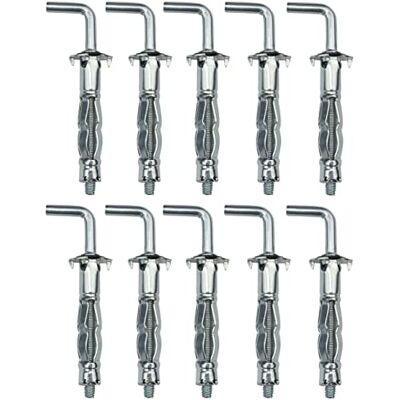 AERZETIX C57885 Lot de 10 Cheville d'expansion Ø8x38mm avec crochet M4 en forme ''L'' pour cloisons sèches corps creux en acier finition galvanisée Cr3+ AERZETIX C57885 Lot de 10 Cheville d'expansion Ø8x38mm avec crochet M4 en forme ''L'' pour cloisons sèches corps creux en acier finition galvanisée Cr3+