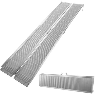 WilTec Rampe pour Fauteuil Roulant – 2440 x 720 x 50 mm – capacité de Charge 270 kg – en Aluminium – Profil antidérapant – Rampe d'accès 2X Pliable Mobile pour Chaise Roulante, Handicapé, PMR WilTec Rampe pour Fauteuil Roulant – 2440 x 720 x 50 mm – capacité de Charge 270 kg – en Aluminium – Profil antidérapant – Rampe d'accès 2X Pliable Mobile pour Chaise Roulante, Handicapé, PMR