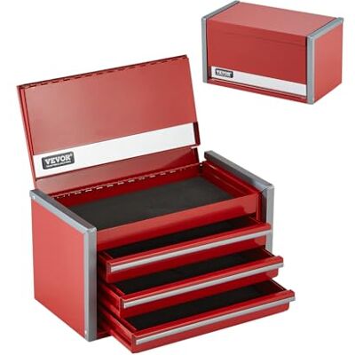 VEVOR Boîte à outils en métal de 21,8 cm avec 3 tiroirs, petite boîte à outils avec doublures en EVA et pieds en polypropylène, acier robuste avec ouverture à roulement à billes et finition revêtue de VEVOR Boîte à outils en métal de 21,8 cm avec 3 tiroirs, petite boîte à outils avec doublures en EVA et pieds en polypropylène, acier robuste avec ouverture à roulement à billes et finition revêtue de