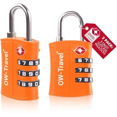 OW-Travel Cadenas Valise Avion, Cadenas TSA en plastique ABS Orange 2 Pcs Cadenas TSA valise avion pour bagages, casiers, sacs à dos, serrure valise à combinaison 3 chiffres pour voyages avion et USA OW-Travel Cadenas Valise Avion, Cadenas TSA en plastique ABS Orange 2 Pcs Cadenas TSA valise avion pour bagages, casiers, sacs à dos, serrure valise à combinaison 3 chiffres pour voyages avion et USA
