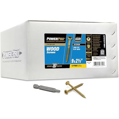 Power Pro 967777 Lot de 2500 vis à bois de 22,9 x 6,3 cm, vis d'extérieur de qualité supérieure, résistantes à la rouille, bronze avec revêtement époxy Power Pro 967777 Lot de 2500 vis à bois de 22,9 x 6,3 cm, vis d'extérieur de qualité supérieure, résistantes à la rouille, bronze avec revêtement époxy