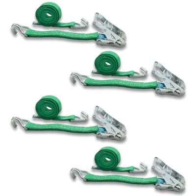 Dolezych DoZurr 2000 Lot de 4 sangles d'arrimage à cliquet et crochets profilés, charge maximale : 1000 kg, 35 mm de large x 6 m de long, vert Dolezych DoZurr 2000 Lot de 4 sangles d'arrimage à cliquet et crochets profilés, charge maximale : 1000 kg, 35 mm de large x 6 m de long, vert