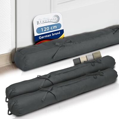 Beautissu 2x Boudin Bas de Porte 120 cm Anthracite – Bas de Porte Isolant Anti Froid & Anti Bruit 120x10 cm – Boudin de Fenêtre avec Passant pour Porte, Fenêtre et Porte de Jardin – Viento Beautissu 2x Boudin Bas de Porte 120 cm Anthracite – Bas de Porte Isolant Anti Froid & Anti Bruit 120x10 cm – Boudin de Fenêtre avec Passant pour Porte, Fenêtre et Porte de Jardin – Viento
