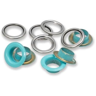 Prym 542547 Lot de 20 œillets avec rondelles Menthe/argenté Ø 11 mm Prym 542547 Lot de 20 œillets avec rondelles Menthe/argenté Ø 11 mm