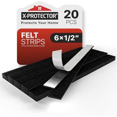 X-Protector Patins en Feutre Auto-Adhésifs 20 PCS 15.2 x 1.27cm Patins pour Meubles Noir Patin Meuble Premium Patin Feutre Autocollant Patins Glisseurs pour Meubles! X-Protector Patins en Feutre Auto-Adhésifs 20 PCS 15.2 x 1.27cm Patins pour Meubles Noir Patin Meuble Premium Patin Feutre Autocollant Patins Glisseurs pour Meubles!