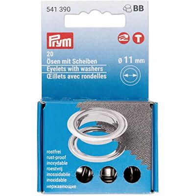 Prym 541390 Lot de 20 œillets avec rondelles pour Vario Creative Tool Argenté Ø 11 mm Prym 541390 Lot de 20 œillets avec rondelles pour Vario Creative Tool Argenté Ø 11 mm