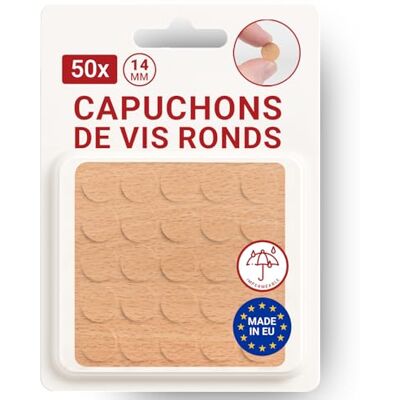 LouMaxx Lot de 50 cache-vis ronds en hêtre Ø 14 mm – Lot de 50 capuchons pour vis – Trou de vis auto-adhésif et trous de forage. Autocollant universel pour meubles en hêtre. LouMaxx Lot de 50 cache-vis ronds en hêtre Ø 14 mm – Lot de 50 capuchons pour vis – Trou de vis auto-adhésif et trous de forage. Autocollant universel pour meubles en hêtre.