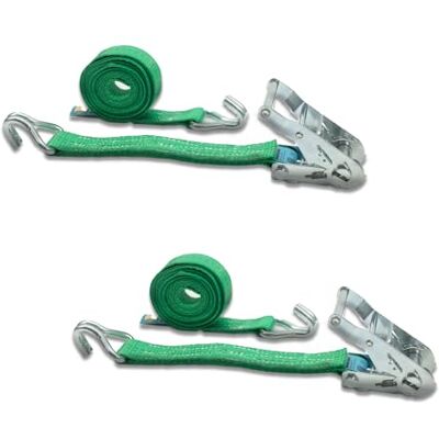 Dolezych DoZurr 2000 Lot de 2 sangles d'arrimage à cliquet et crochets profilés Charge maximale : 1000 kg 35 mm de large x 4 m de long Vert Dolezych DoZurr 2000 Lot de 2 sangles d'arrimage à cliquet et crochets profilés Charge maximale : 1000 kg 35 mm de large x 4 m de long Vert