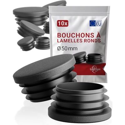LouMaxx Lot de 10 bouchons à lamelles ronds 50 mm Noir Pour tube de 50 mm Bouchons de tube ronds en plastique robuste Pour une protection parfaite LouMaxx Lot de 10 bouchons à lamelles ronds 50 mm Noir Pour tube de 50 mm Bouchons de tube ronds en plastique robuste Pour une protection parfaite