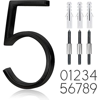 OLADOT Numéro de maison flottant en acier inoxydable de 12,7 cm Numéro de maison moderne en métal Numéro de décoration pour porte de jardin avec kit de clous Noir Signalisation de visibilité 911 (5) OLADOT Numéro de maison flottant en acier inoxydable de 12,7 cm Numéro de maison moderne en métal Numéro de décoration pour porte de jardin avec kit de clous Noir Signalisation de visibilité 911 (5)