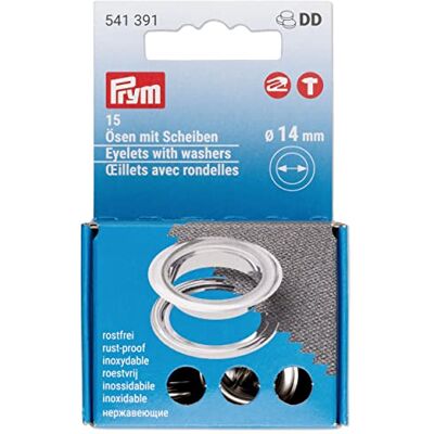 Prym 541391 Lot de 15 œillets avec rondelles Argenté Ø 14 mm Pour Vario Creative Tool Prym 541391 Lot de 15 œillets avec rondelles Argenté Ø 14 mm Pour Vario Creative Tool