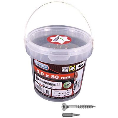 Connex B30139 Vis universelles TX 5,0 x 80 A2 45 g Connex B30139 Vis universelles TX 5,0 x 80 A2 45 g