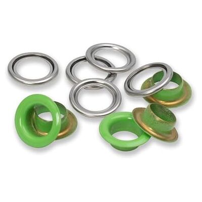 Prym 542545 Lot de 20 œillets avec rondelles Vert clair/argenté Ø 11 mm Prym 542545 Lot de 20 œillets avec rondelles Vert clair/argenté Ø 11 mm