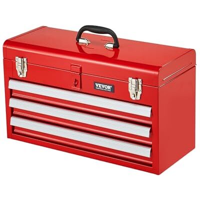 VEVOR Boîte à outils en métal, 52,1 cm, boîte à outils portable en métal avec 3 tiroirs, petite boîte à outils avec doublures EVA, tiroirs coulissants à roulement à billes verrouillables et finition VEVOR Boîte à outils en métal, 52,1 cm, boîte à outils portable en métal avec 3 tiroirs, petite boîte à outils avec doublures EVA, tiroirs coulissants à roulement à billes verrouillables et finition