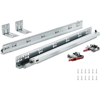 VEVOR Lot de 10 paires de glissières de tiroir de 533,4 mm pour montage latéral en bas Rail d'extension entièrement en acier à roulement à billes Glissières d'armoire avec mécanisme de VEVOR Lot de 10 paires de glissières de tiroir de 533,4 mm pour montage latéral en bas Rail d'extension entièrement en acier à roulement à billes Glissières d'armoire avec mécanisme de