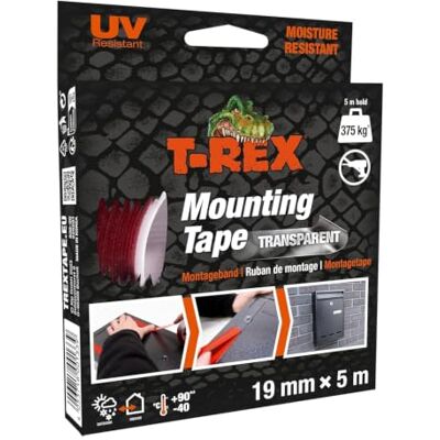Rex Ruban de montage 830-00 Ruban adhésif double face extra fort Applications durables sans perçage ni vis Charge jusqu'à 375 kg 19 mm x 5 m Rex Ruban de montage 830-00 Ruban adhésif double face extra fort Applications durables sans perçage ni vis Charge jusqu'à 375 kg 19 mm x 5 m