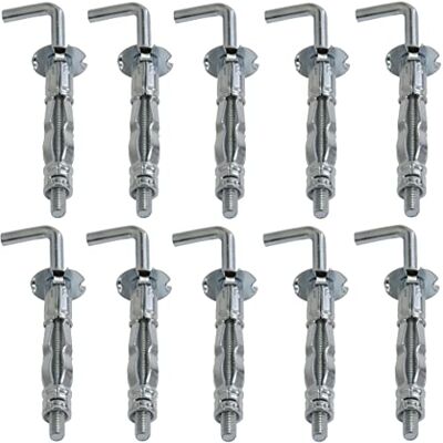 AERZETIX C62901 Lot de 10 Cheville d'expansion Ø8x38mm avec crochet M4 en forme ''L'' pour cloisons sèches corps creux en acier finition galvanisée Cr3+ AERZETIX C62901 Lot de 10 Cheville d'expansion Ø8x38mm avec crochet M4 en forme ''L'' pour cloisons sèches corps creux en acier finition galvanisée Cr3+