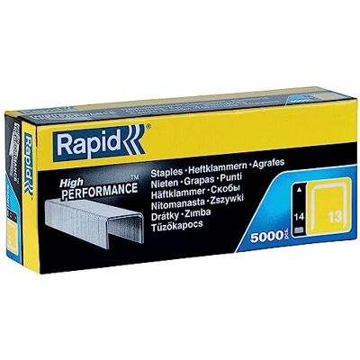 Rapid tackernieten No. 13, 14 mm, 5.000 stuks fijndraadnieten Gegalvaniseerd kwaliteitsstaal; precieze aansnijding; compatibel met No. 13 tackeren; voor hout, stoffen en canvasdoeken Rapid tackernieten No. 13, 14 mm, 5.000 stuks fijndraadnieten Gegalvaniseerd kwaliteitsstaal; precieze aansnijding; compatibel met No. 13 tackeren; voor hout, stoffen en canvasdoeken