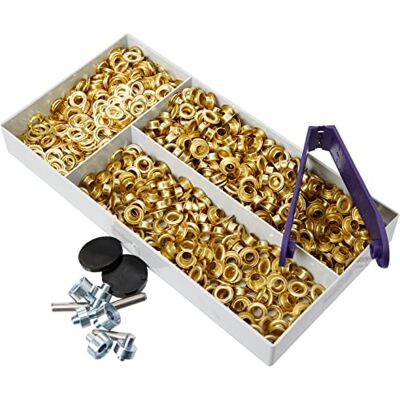 Prym Oeillets + rondelles laiton 5 mm or + outil Prym Oeillets + rondelles laiton 5 mm or + outil