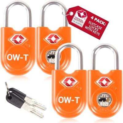 OW-Travel Cadenas Clé Valise Avion, Petit Cadenas TSA à Clé Orange 4 Pcs Cadenas TSA valise avion pour bagages, casiers, sacs à dos, camping, mini cadenas valise clé antivol pour voyage avion USA OW-Travel Cadenas Clé Valise Avion, Petit Cadenas TSA à Clé Orange 4 Pcs Cadenas TSA valise avion pour bagages, casiers, sacs à dos, camping, mini cadenas valise clé antivol pour voyage avion USA