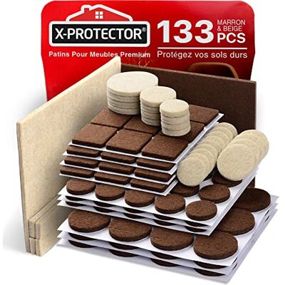 X-Protector 133 PCS Patins en Feutre Auto-Adhésifs Patins pour Meubles Marron et Beige Patin Meuble Patin Feutre Autocollant Patins Glisseurs pour Meubles X-Protector 133 PCS Patins en Feutre Auto-Adhésifs Patins pour Meubles Marron et Beige Patin Meuble Patin Feutre Autocollant Patins Glisseurs pour Meubles