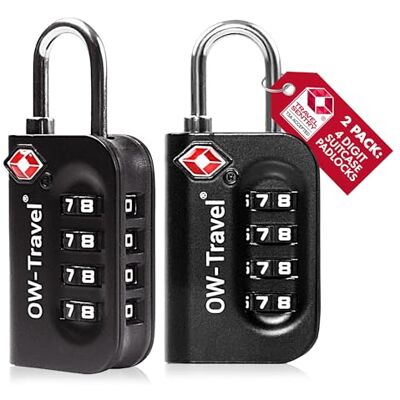 OW-Travel Cadenas Valise Avion, Cadenas TSA Code 4 Chiffres Antivol Bagages Cadenas TSA valise avion pour bagages, casiers, sacs à dos, camping, serrure valise à combinaison pour voyages avion et USA OW-Travel Cadenas Valise Avion, Cadenas TSA Code 4 Chiffres Antivol Bagages Cadenas TSA valise avion pour bagages, casiers, sacs à dos, camping, serrure valise à combinaison pour voyages avion et USA