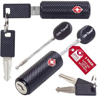 OW-Travel Cadenas Valise Avion, Mini Cadenas TSA à Câble à Clé Noir 2 Pcs Cadenas TSA valise avion pour bagages, casiers, sacs à dos, camping, mini cadenas valise clé antivol pour voyage avion USA OW-Travel Cadenas Valise Avion, Mini Cadenas TSA à Câble à Clé Noir 2 Pcs Cadenas TSA valise avion pour bagages, casiers, sacs à dos, camping, mini cadenas valise clé antivol pour voyage avion USA