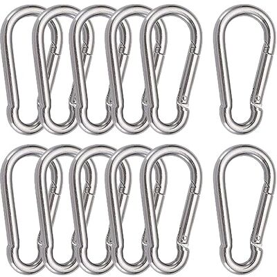 AISHOW Lot de 12 mousquetons en acier inoxydable M6 avec fermeture à clip Pour crochet Chaîne 6 x 60 mm AISHOW Lot de 12 mousquetons en acier inoxydable M6 avec fermeture à clip Pour crochet Chaîne 6 x 60 mm
