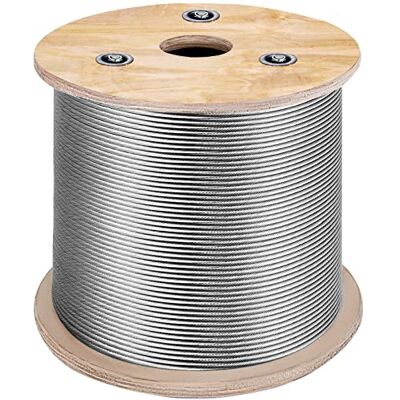 VEVOR Mophorn Câble en acier inoxydable T316 de 0,6 cm, 7 x 7, 152,4 m, pour garde-corps, terrasse, bricolage balustrade (152,4 m) VEVOR Mophorn Câble en acier inoxydable T316 de 0,6 cm, 7 x 7, 152,4 m, pour garde-corps, terrasse, bricolage balustrade (152,4 m)