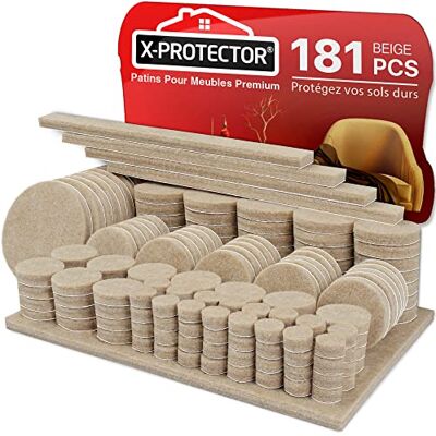 X-Protector 181 PCS Patins en Feutre Auto-Adhésifs Patins pour Meubles Beige Patin Meuble Patin Feutre Autocollant Patins Glisseurs pour Meubles Protégez Vos Sols! X-Protector 181 PCS Patins en Feutre Auto-Adhésifs Patins pour Meubles Beige Patin Meuble Patin Feutre Autocollant Patins Glisseurs pour Meubles Protégez Vos Sols!