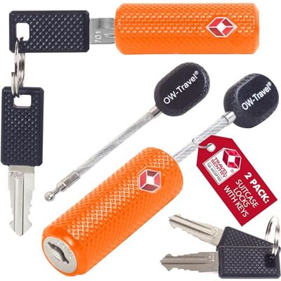 OW-Travel Cadenas Valise Avion, Mini Cadenas TSA à Câble à Clé Orange 2 Pcs Cadenas TSA valise avion pour bagages, casiers, sacs à dos, camping, mini cadenas valise clé antivol pour voyage avion USA OW-Travel Cadenas Valise Avion, Mini Cadenas TSA à Câble à Clé Orange 2 Pcs Cadenas TSA valise avion pour bagages, casiers, sacs à dos, camping, mini cadenas valise clé antivol pour voyage avion USA