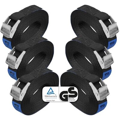 BB Sport Sangle d'Arrimage à Griffe Noir Serrage 250 kg 6 pièces 2,5cmx4m sangle d'arrimage Sangle de fixation Noir charge maximale 250 kg DIN EN 12195-2 BB Sport Sangle d'Arrimage à Griffe Noir Serrage 250 kg 6 pièces 2,5cmx4m sangle d'arrimage Sangle de fixation Noir charge maximale 250 kg DIN EN 12195-2