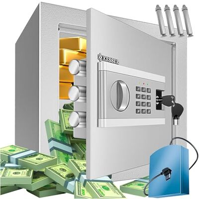 KESSER ® Coffre Électrique Boîtier à piles inclus Électronique, triple verrouillage à double boulon Murale ou à poser Argent KESSER ® Coffre Électrique Boîtier à piles inclus Électronique, triple verrouillage à double boulon Murale ou à poser Argent