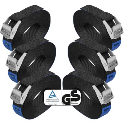 BB Sport Sangle d'Arrimage à Griffe Noir Serrage 250 kg 6 pièces 2,5cmx6m sangle d'arrimage Sangle de fixation Noir charge maximale 250 kg DIN EN 12195-2 BB Sport Sangle d'Arrimage à Griffe Noir Serrage 250 kg 6 pièces 2,5cmx6m sangle d'arrimage Sangle de fixation Noir charge maximale 250 kg DIN EN 12195-2