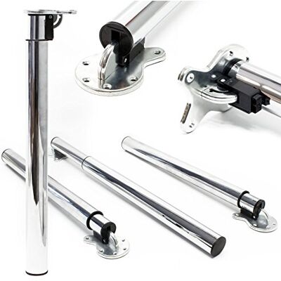 WilTec Lot de 4 Pieds de Table réglables en Hauteur (70-110 cm), Finition chromée WilTec Lot de 4 Pieds de Table réglables en Hauteur (70-110 cm), Finition chromée