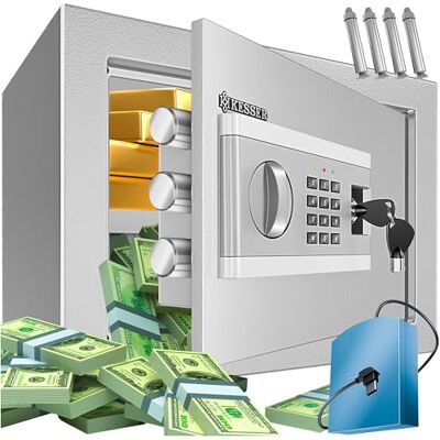 KESSER ® Coffre Électrique Boîtier à piles inclus Électronique, Triple verrouillage à double boulon Murale ou à poser M argent KESSER ® Coffre Électrique Boîtier à piles inclus Électronique, Triple verrouillage à double boulon Murale ou à poser M argent
