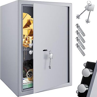 KESSER ® Coffre-fort de meubles avec serrure à double panneton, coffre-fort Armoire à monnaie Coffre-fort mural au sol 50 x 35 x 31 cm avec 2 x clés et vis de fixation KESSER ® Coffre-fort de meubles avec serrure à double panneton, coffre-fort Armoire à monnaie Coffre-fort mural au sol 50 x 35 x 31 cm avec 2 x clés et vis de fixation