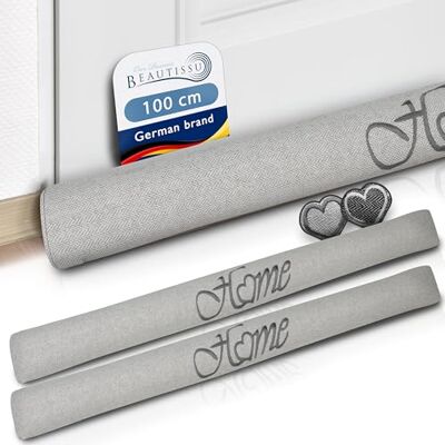 Beautissu Tuuli HO 2x Bas de Porte 100 cm Poids 1 kg en Coton – comme Boudin de Porte ou Boudin de Fenêtre Contre Le Froid – Coussin de Porte gris clair Robuste avec Remplissage et Tenue Ferme Beautissu Tuuli HO 2x Bas de Porte 100 cm Poids 1 kg en Coton – comme Boudin de Porte ou Boudin de Fenêtre Contre Le Froid – Coussin de Porte gris clair Robuste avec Remplissage et Tenue Ferme