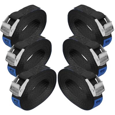 BB Sport Sangle d'Arrimage à Griffe Noir Serrage 250 kg 6 pièces 2,5cmx2,5m sangle d'arrimage Sangle de fixation Noir charge maximale 250 kg DIN EN 12195-2 BB Sport Sangle d'Arrimage à Griffe Noir Serrage 250 kg 6 pièces 2,5cmx2,5m sangle d'arrimage Sangle de fixation Noir charge maximale 250 kg DIN EN 12195-2