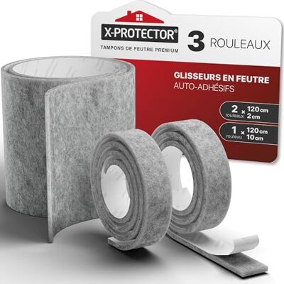 X-Protector Patins en Feutre 120 x 10 cm (1) et 120 x 2 cm (2) Patins pour Meubles Gris Patin Meuble Patin Feutre Autocollant Protégez Vos Sols! X-Protector Patins en Feutre 120 x 10 cm (1) et 120 x 2 cm (2) Patins pour Meubles Gris Patin Meuble Patin Feutre Autocollant Protégez Vos Sols!