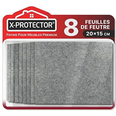 X-Protector Patins en Feutre Auto-Adhésifs 8 PCS 20 x 15 cm Patins pour Meubles Gris Patin Meuble Premium Patin Feutre Autocollant Patins Glisseurs pour Meubles X-Protector Patins en Feutre Auto-Adhésifs 8 PCS 20 x 15 cm Patins pour Meubles Gris Patin Meuble Premium Patin Feutre Autocollant Patins Glisseurs pour Meubles