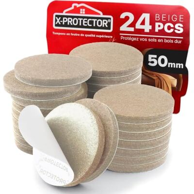 X-Protector Patins en Feutre Auto-Adhésifs 24 PCS 50 mm Patins pour Meubles Beige Patin Meuble Premium Patin Feutre Autocollant Patins Glisseurs pour Meubles X-Protector Patins en Feutre Auto-Adhésifs 24 PCS 50 mm Patins pour Meubles Beige Patin Meuble Premium Patin Feutre Autocollant Patins Glisseurs pour Meubles