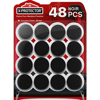 X-Protector Patins en Feutre Auto-Adhésifs 48 PCS 25 mm Patins pour Meubles Noir Patin Meuble Premium Patin Feutre Autocollant Patins Glisseurs pour Meubles X-Protector Patins en Feutre Auto-Adhésifs 48 PCS 25 mm Patins pour Meubles Noir Patin Meuble Premium Patin Feutre Autocollant Patins Glisseurs pour Meubles