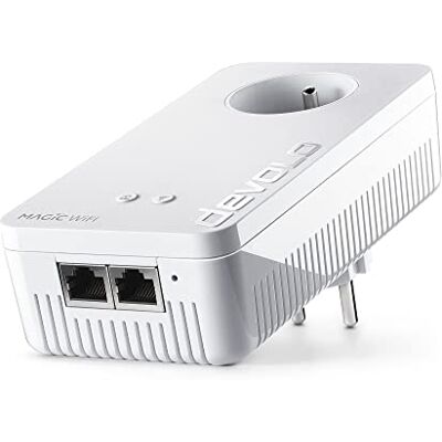 Devolo Magic 2 WiFi next, adaptateur CPL WiFi jusqu'à 2.400 Mbits/s, point d'accès Mesh, 2x ports Ethernet Gigabit, prise integrée, blanc Devolo Magic 2 WiFi next, adaptateur CPL WiFi jusqu'à 2.400 Mbits/s, point d'accès Mesh, 2x ports Ethernet Gigabit, prise integrée, blanc